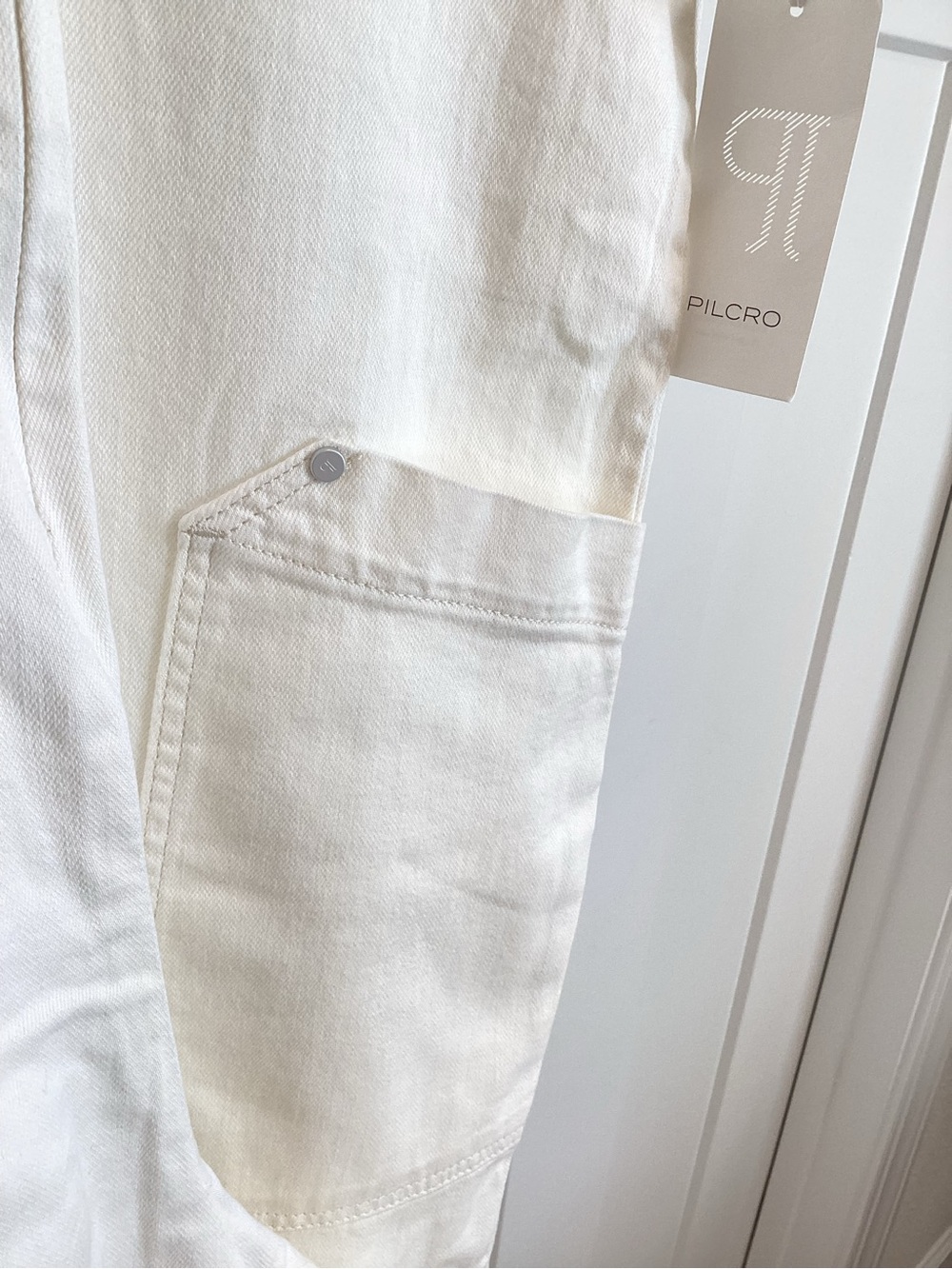 Anthropologie Overalls Pilcro Zip-Front Wide-Leg Overalls New Medium Ivory - Picture 9 of 14